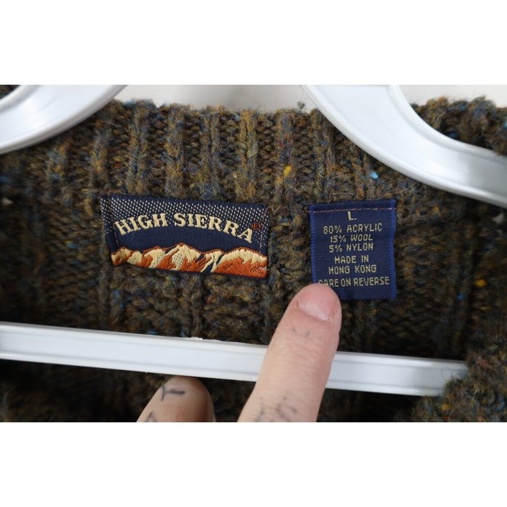 Vintage 90s Streetwear Mens Large Wool Blend Chunky Cable Knit Fisherman Sweater - Picture 7 of 10